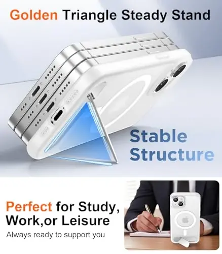 Temdan Magnetic Compatible with iPhone 14 Case/iPhone 13 Case,[Built-in Invisible Kickstand][Compatible with MagSafe][Military Grade Shockproof] Slim Translucent Matte Phone Case for iPhone 14/13 6.1