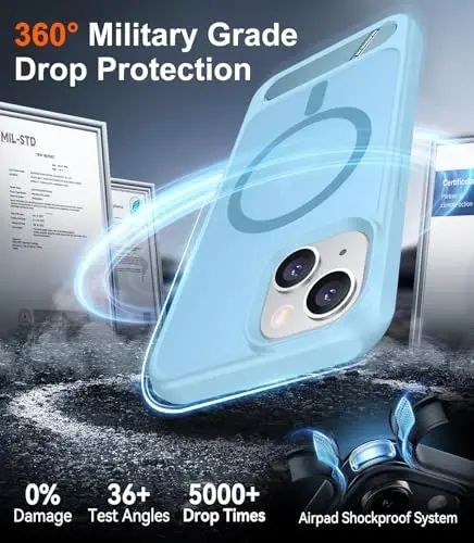 Temdan Magnetic Compatible with iPhone 14 Case/iPhone 13 Case,[Built-in Invisible Kickstand][Compatible with MagSafe][Military Grade Shockproof] Slim Translucent Matte Phone Case for iPhone 14/13 6.1