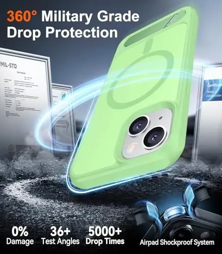 Temdan Magnetic Compatible with iPhone 14 Case/iPhone 13 Case,[Built-in Invisible Kickstand][Compatible with MagSafe][Military Grade Shockproof] Slim Translucent Matte Phone Case for iPhone 14/13 6.1