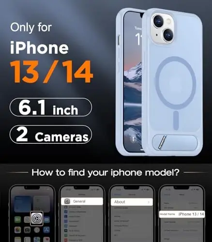 Temdan Magnetic Compatible with iPhone 14 Case/iPhone 13 Case,[Built-in Invisible Kickstand][Compatible with MagSafe][Military Grade Shockproof] Slim Translucent Matte Phone Case for iPhone 14/13 6.1