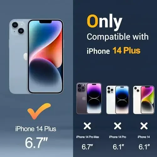 Temdan iPhone 14 Plus uchun g‘ilof, Magsafe bilan mos, sarg‘ayishga qarshi, harbiy darajadagi himoya, zarbaga chidamli ingichka magnitli telefon g‘ilofi, qora - 2