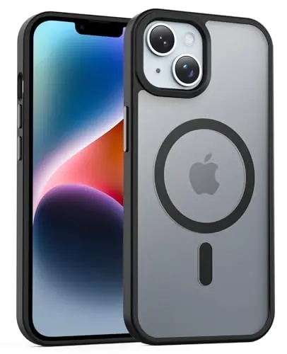 Temdan iPhone 14 Plus uchun g‘ilof, Magsafe bilan mos, sarg‘ayishga qarshi, harbiy darajadagi himoya, zarbaga chidamli ingichka magnitli telefon g‘ilofi, qora 