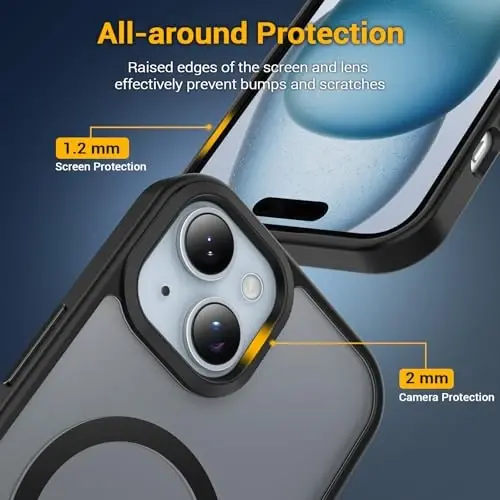 Temdan for iPhone 14 Plus Case & iPhone 15 Plus Case, Compatible with Magsafe, Anti-Yellowing, Military-Grade Protection, Shockproof Slim Magnetic Phone Case Cover, Black - 5