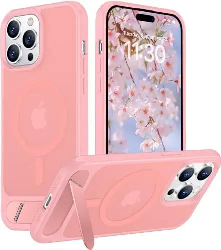 Temdan Magnetic Compatible with iPhone 14 Pro Case, [Built-in Invisible Kickstand][Compatible with MagSafe] [Military Grade Shockproof] Slim Translucent Matte Phone Case for iPhone 14 Pro 6.1
