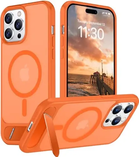 Temdan Magnetic Compatible with iPhone 14 Pro Case, [Built-in Invisible Kickstand][Compatible with MagSafe] [Military Grade Shockproof] Slim Translucent Matte Phone Case for iPhone 14 Pro 6.1