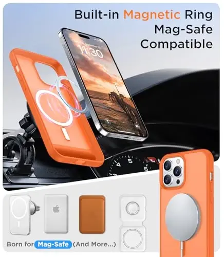 Temdan Magnetic Compatible with iPhone 14 Pro Case, [Built-in Invisible Kickstand][Compatible with MagSafe] [Military Grade Shockproof] Slim Translucent Matte Phone Case for iPhone 14 Pro 6.1