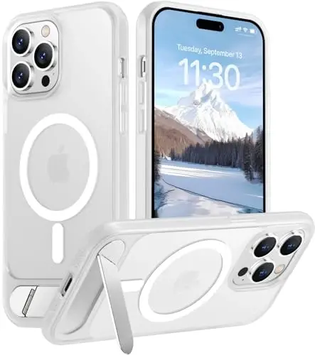 Temdan Magnetic Compatible with iPhone 14 Pro Case, [Built-in Invisible Kickstand][Compatible with MagSafe] [Military Grade Shockproof] Slim Translucent Matte Phone Case for iPhone 14 Pro 6.1
