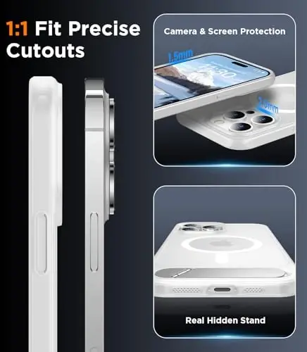 Temdan iPhone 14 Pro Kılıfı ile Uyumlu Manyetik, [Dahili Görünmez Ayaklık][MagSafe ile Uyumlu] [Askeri Sınıf Darbeye Dayanıklı] İnce Yarı Saydam Mat Telefon Kılıfı iPhone 14 Pro 6.1