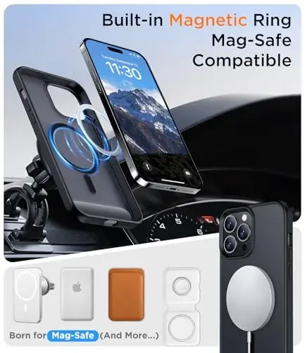 Temdan Magnetic Compatible with iPhone 14 Pro Case, [Built-in Invisible Kickstand][Compatible with MagSafe] [Military Grade Shockproof] Slim Translucent Matte Phone Case for iPhone 14 Pro 6.1