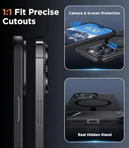 Temdan Magnetic Compatible with iPhone 14 Pro Case, [Built-in Invisible Kickstand][Compatible with MagSafe] [Military Grade Shockproof] Slim Translucent Matte Phone Case for iPhone 14 Pro 6.1