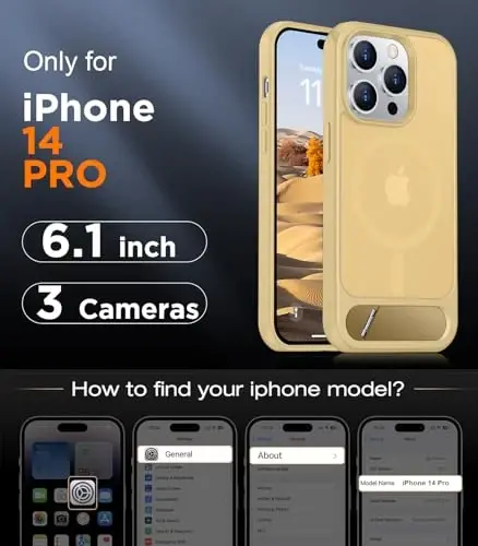 Temdan Magnetic Compatible with iPhone 14 Pro Case, [Built-in Invisible Kickstand][Compatible with MagSafe] [Military Grade Shockproof] Slim Translucent Matte Phone Case for iPhone 14 Pro 6.1