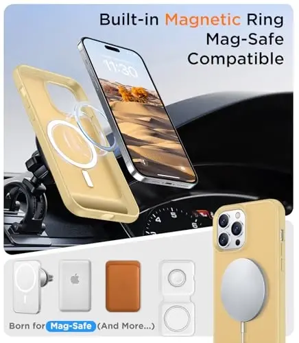 Temdan Magnetic Compatible with iPhone 14 Pro Case, [Built-in Invisible Kickstand][Compatible with MagSafe] [Military Grade Shockproof] Slim Translucent Matte Phone Case for iPhone 14 Pro 6.1