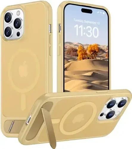 Temdan Magnetic Compatible with iPhone 14 Pro Case, [Built-in Invisible Kickstand][Compatible with MagSafe] [Military Grade Shockproof] Slim Translucent Matte Phone Case for iPhone 14 Pro 6.1