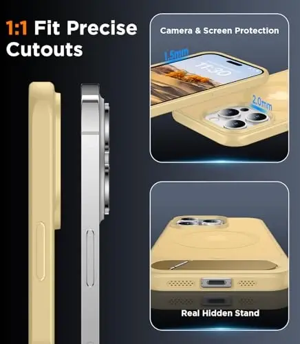 Temdan iPhone 14 Pro Kılıfı ile Uyumlu Manyetik, [Dahili Görünmez Destek Çubuğu] [MagSafe ile Uyumlu] [Askeri Sınıf Darbeye Dayanıklı] İnce Yarı Saydam Mat Telefon Kılıfı iPhone 14 Pro 6.1
