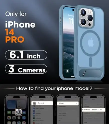 Temdan Magnetic Compatible with iPhone 14 Pro Case, [Built-in Invisible Kickstand][Compatible with MagSafe] [Military Grade Shockproof] Slim Translucent Matte Phone Case for iPhone 14 Pro 6.1