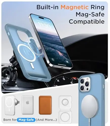 Temdan Magnetic Compatible with iPhone 14 Pro Case, [Built-in Invisible Kickstand][Compatible with MagSafe] [Military Grade Shockproof] Slim Translucent Matte Phone Case for iPhone 14 Pro 6.1