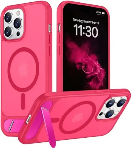 Temdan Magnetic Compatible with iPhone 14 Pro Case, [Built-in Invisible Kickstand][Compatible with MagSafe] [Military Grade Shockproof] Slim Translucent Matte Phone Case for iPhone 14 Pro 6.1