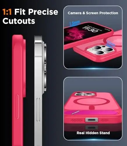 Temdan iPhone 14 Pro Kılıfı ile Uyumlu Manyetik, [Dahili Görünmez Destek Çubuğu] [MagSafe ile Uyumlu] [Askeri Sınıf Darbeye Dayanıklı] İnce Yarı Saydam Mat Telefon Kılıfı iPhone 14 Pro 6.1