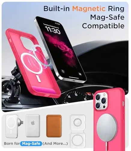 Temdan Magnetic Compatible with iPhone 14 Pro Case, [Built-in Invisible Kickstand][Compatible with MagSafe] [Military Grade Shockproof] Slim Translucent Matte Phone Case for iPhone 14 Pro 6.1