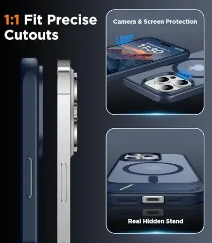 Temdan Magnetic Compatible with iPhone 14 Pro Case, [Built-in Invisible Kickstand][Compatible with MagSafe] [Military Grade Shockproof] Slim Translucent Matte Phone Case for iPhone 14 Pro 6.1