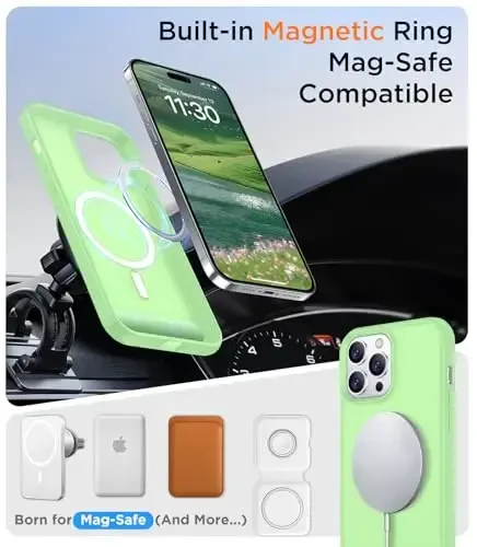 Temdan Magnetic Compatible with iPhone 14 Pro Case, [Built-in Invisible Kickstand][Compatible with MagSafe] [Military Grade Shockproof] Slim Translucent Matte Phone Case for iPhone 14 Pro 6.1