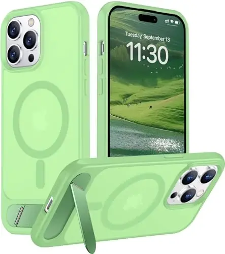 Temdan Magnetic Compatible with iPhone 14 Pro Case, [Built-in Invisible Kickstand][Compatible with MagSafe] [Military Grade Shockproof] Slim Translucent Matte Phone Case for iPhone 14 Pro 6.1