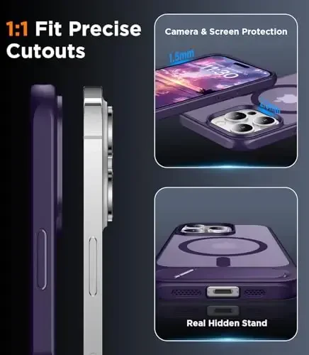 Temdan Magnetic Compatible with iPhone 14 Pro Case, [Built-in Invisible Kickstand][Compatible with MagSafe] [Military Grade Shockproof] Slim Translucent Matte Phone Case for iPhone 14 Pro 6.1