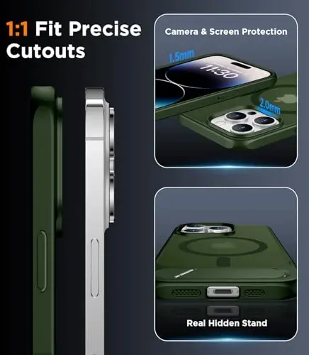 Temdan Magnetic Compatible with iPhone 14 Pro Max Case, [Built-in Invisible Kickstand][Compatible with MagSafe] [Military Grade Shockproof] Slim Translucent Matte Phone Case for iPhone 14 Pro Max 6.7