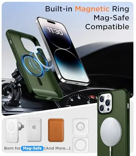 Temdan Magnetic Compatible with iPhone 14 Pro Max Case, [Built-in Invisible Kickstand][Compatible with MagSafe] [Military Grade Shockproof] Slim Translucent Matte Phone Case for iPhone 14 Pro Max 6.7
