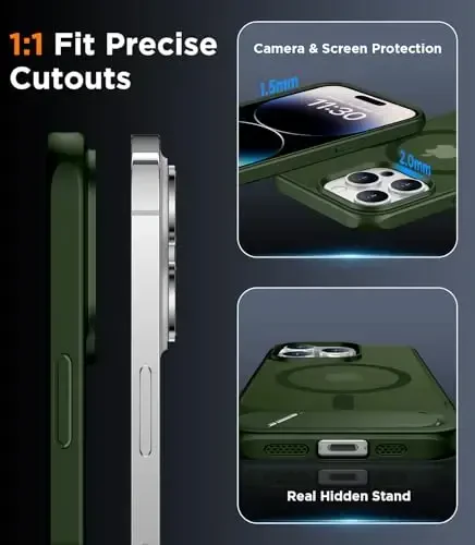 Temdan Magnetic Compatible with iPhone 14 Pro Max Case, [Built-in Invisible Kickstand][Compatible with MagSafe] [Military Grade Shockproof] Slim Translucent Matte Phone Case for iPhone 14 Pro Max 6.7