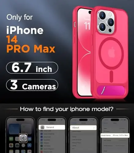 Temdan Magnetic Compatible with iPhone 14 Pro Max Case, [Built-in Invisible Kickstand][Compatible with MagSafe] [Military Grade Shockproof] Slim Translucent Matte Phone Case for iPhone 14 Pro Max 6.7