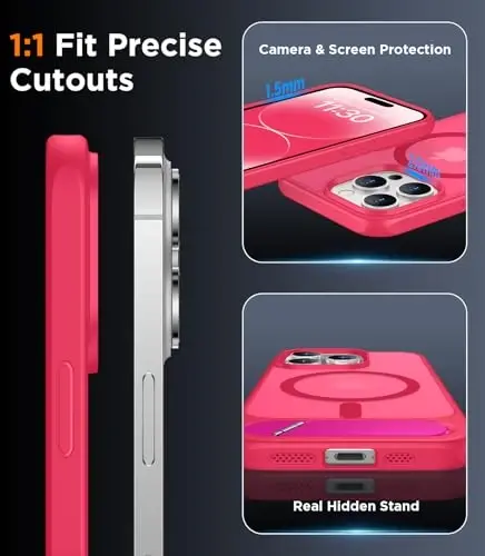 Temdan iPhone 14 Pro Max Kılıfı ile Uyumlu Manyetik, [Dahili Görünmez Destek Çubuğu] [MagSafe ile Uyumlu] [Askeri Sınıf Darbeye Dayanıklı] İnce Yarı Saydam Mat Telefon Kılıfı iPhone 14 Pro Max 6,7