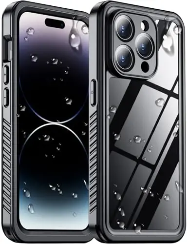 Temdan iPhone 14 Pro Max Kılıfı ile Uyumlu Su Geçirmez, Dahili Ekran ve Kamera Koruyuculu IP68 Su Altı Tam Gövde 14FT Askeri Düşmeye ve Darbeye Dayanıklı Telefon Kılıfı 6.7
