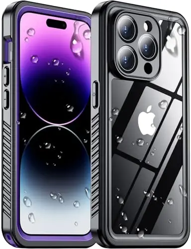 Temdan Compatible with iPhone 14 Pro Max Case Waterproof, Built-in Screen & Camera Protector IP68 Underwater Full Body 14FT Military Dropproof Shockproof Phone Case 6.7