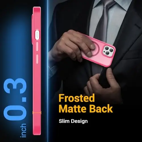 Temdan for iPhone 14 Pro Max Case, Compatible with Magsafe, Anti-Yellowing, Military-Grade Protection, Shockproof Slim Magnetic Phone Case Cover, Hot Pink - 5