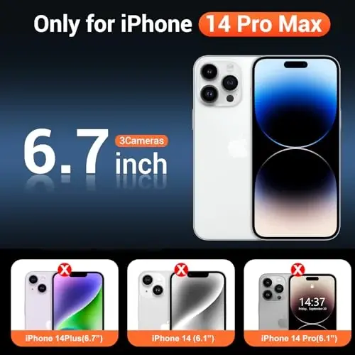 Temdan for iPhone 14 Pro Max Case Clear with Screen Protector, Compatible with Magsafe, Anti-Yellowing, Military-Grade Protection, Shockproof Slim Magnetic Phone Case Cover, Transparent - TEMDAN (1)