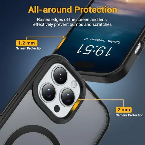 Temdan iPhone 14 Pro Max uchun g‘ilof, Magsafe bilan mos, sarg‘ayishga qarshi, harbiy darajadagi himoya, zarbaga chidamli ingichka magnitli telefon g‘ilofi, shaffof - 4