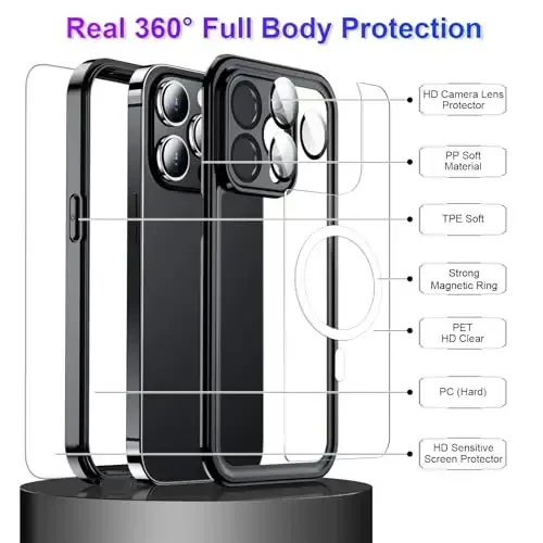 Temdan iPhone 14 Pro Max uchun suv o'tkazmaydigan g'ilof, o'rnatilgan ekran va kamera himoyachisi IP68 suv ostida to'liq korpus 14FT harbiy tomchiga chidamli zarbaga chidamli telefon g'ilofi 6.7