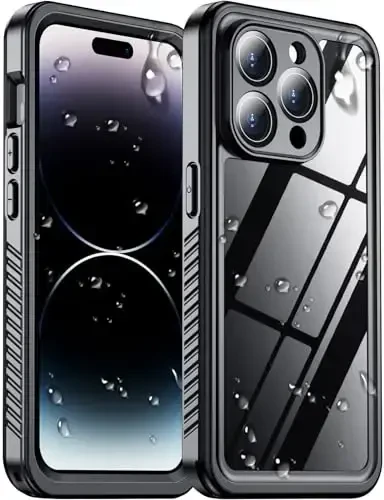 Temdan iPhone 14 Pro Max uchun suv oʻtkazmaydigan gʻilof, oʻrnatilgan ekran va kamera himoyachisi IP68 suv ostida toʻliq korpus 14FT harbiy zarbaga chidamli telefon gʻilofi 6.7