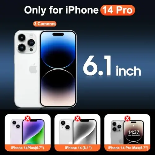 Temdan iPhone 14 Pro uchun g'ilof aniq, Magsafe bilan mos, sarg'ayishga qarshi, harbiy darajadagi himoya, zarbaga chidamli ingichka magnit telefon g'ilofi, shaffof - 2