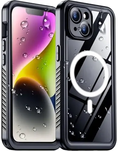 Temdan iPhone 14 uchun g'ilof bilan mos keladi, suv o'tkazmaydigan, o'rnatilgan ekran va kamera himoyachisi IP68 suv ostida to'liq korpus 14FT harbiy tomchiga chidamli zarbga chidamli telefon g'ilofi 6.1