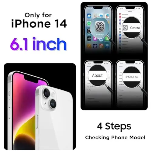 Temdan iPhone 14 uchun g‘ilofga mos, suv o‘tkazmaydigan, o‘rnatilgan ekran va kamera himoyachisi IP68 suv ostida to‘liq korpus 14FT harbiy tomchiga chidamli zarbga chidamli telefon g‘ilofi 6.1