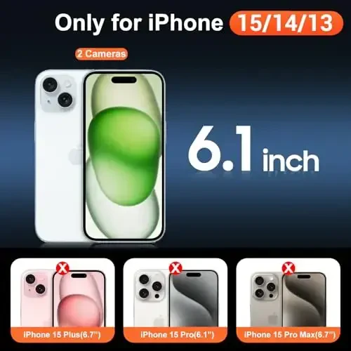 Temdan iPhone 15 g'ilofi va iPhone 14& iPhone 13 g'ilofi uchun mo'ljallangan, Magsafe bilan mos, sarg'ayishga qarshi, harbiy darajadagi himoya, zarbga chidamli ingichka magnitli telefon g'ilof qopqog'i, tiniq ko'k - 7