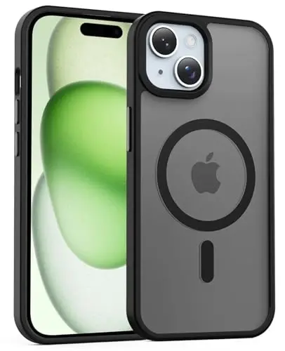 Temdan for iPhone 15 & iPhone 14 & iPhone 13 Case Compatible with Magsafe, Anti-Yellowing, Military-Grade Protection, Shockproof Slim Magnetic Phone Case Cover, Black - 1