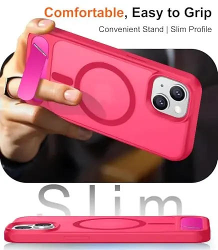 Temdan Magnetic Compatible with iPhone 15 Case, [Built-in Invisible Kickstand][Compatible with MagSafe] [Military Grade Shockproof] Slim Translucent Matte Phone Case for iPhone 15 6.1