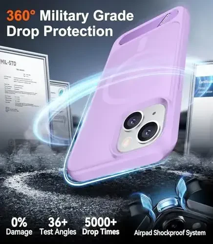 Temdan Magnetic Compatible with iPhone 15 Case, [Built-in Invisible Kickstand][Compatible with MagSafe] [Military Grade Shockproof] Slim Translucent Matte Phone Case for iPhone 15 6.1