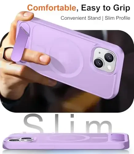 Temdan Magnetic Compatible with iPhone 15 Case, [Built-in Invisible Kickstand][Compatible with MagSafe] [Military Grade Shockproof] Slim Translucent Matte Phone Case for iPhone 15 6.1