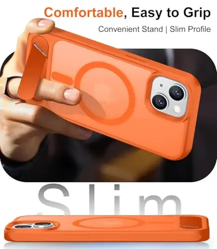 Temdan Magnetic Compatible with iPhone 15 Case, [Built-in Invisible Kickstand][Compatible with MagSafe] [Military Grade Shockproof] Slim Translucent Matte Phone Case for iPhone 15 6.1