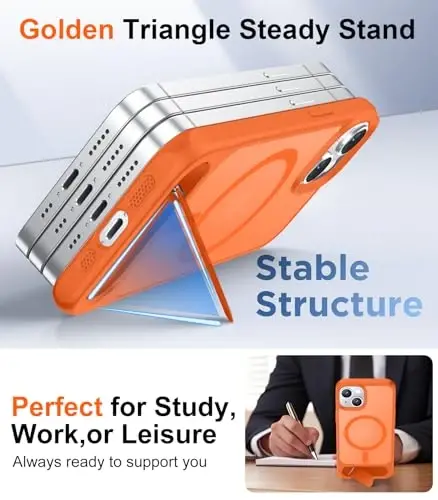 Temdan Magnetic Compatible with iPhone 15 Case, [Built-in Invisible Kickstand][Compatible with MagSafe] [Military Grade Shockproof] Slim Translucent Matte Phone Case for iPhone 15 6.1