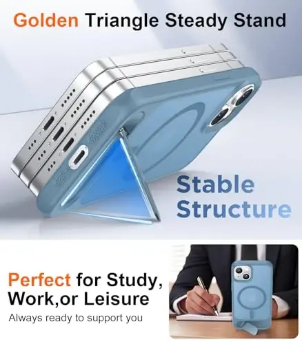 Temdan Magnetic Compatible with iPhone 15 Case, [Built-in Invisible Kickstand][Compatible with MagSafe] [Military Grade Shockproof] Slim Translucent Matte Phone Case for iPhone 15 6.1